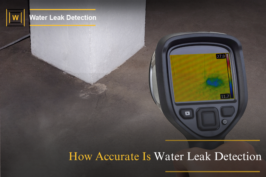Acoustic leak detection equipment locating a water leak in underground pipe systems