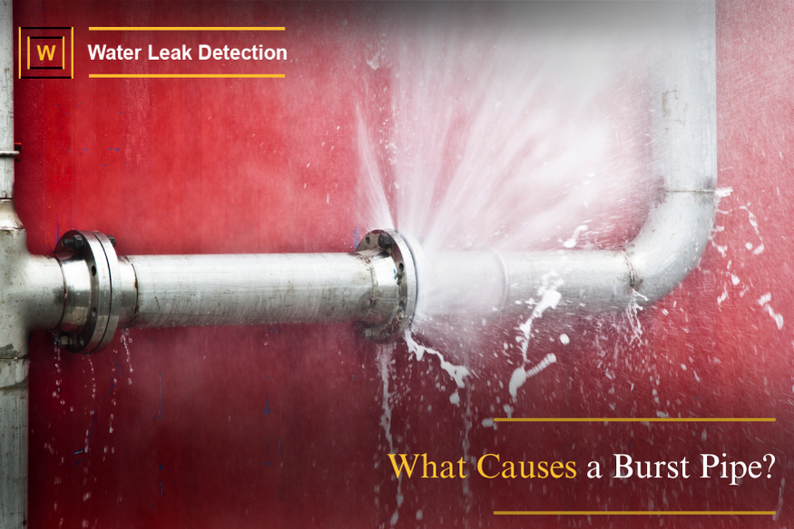 Burst water pipe flooding home interior showing damage caused by high pressure or pipe failure