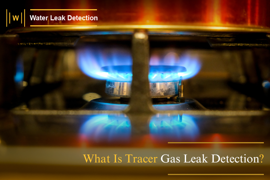 Tracer gas leak detection equipment locating hidden pipe leak